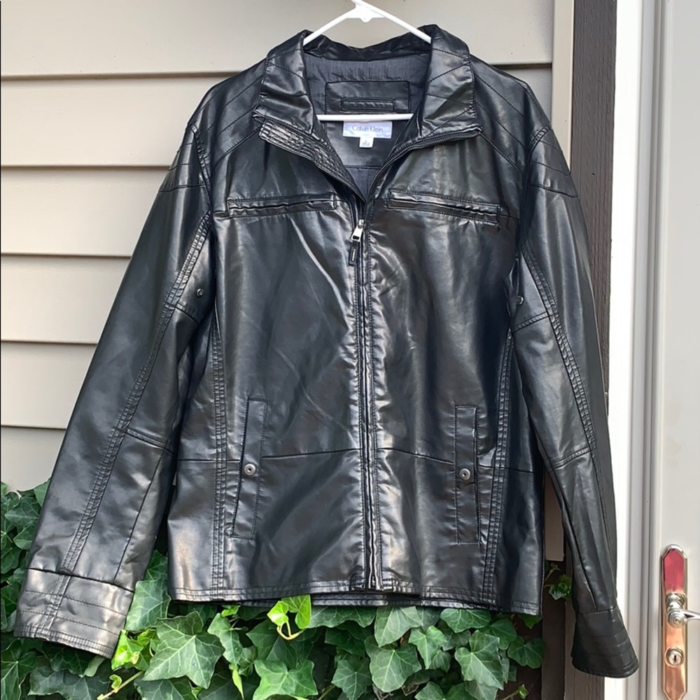 Men’s Calvin Klein Vegan-Leather Jacket Coat Large